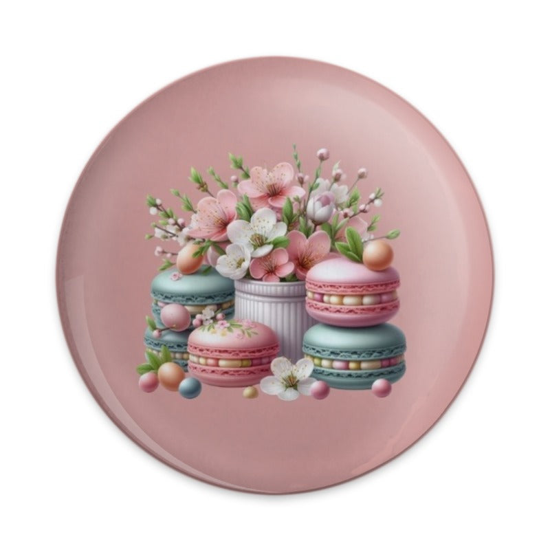 Macaron Pinback Button, Pink Pin, Floral Button, Dessert Pinback, Cute Food Pin, Kawaii Gift, Sweet Treat Button, Stylish Accessory - Tawshia