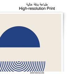 Blue Geometric Photographic Print, Modern Abstract Wall Art, Minimalist Shapes Print, Home Decor, Office Art, Geometric Design - Tawshia