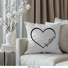 Besties Heart Pillow, Best Friend Gift, Friendship Pillow, Cute Pillow, Home Decor, Gift for Her, Unique Pillow, Stylish Cushion - Tawshia
