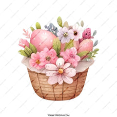 Easter Tote Bag, Floral Basket Design, Spring Tote Bag, Easter Eggs, Easter Basket, Holiday Tote, Gift Bag, Reusable Bag, Shopping Bag - Tawshia