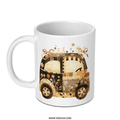 Floral Car Mug, Cute Car Illustration, Flower Car Art, Unique Mug Gift, Coffee Mug, Tea Mug, Gift for Her, Novelty Mug, Fun Mug - Tawshia