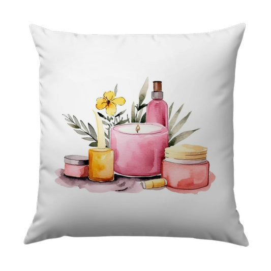 Spa Day Pillow, Watercolor Pillow, Relaxing Home Decor, Spa Gift, Candle Pillow, Gift For Her, Aesthetic Room Decor, Self Care Pillow - Tawshia