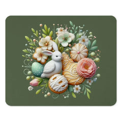Floral Easter Bunny Mouse Pad, Spring Flowers Bunny, Easter Egg Floral Computer Mousepad, Pastel Decor Mouse Pad, Cute Spring Decor - Tawshia