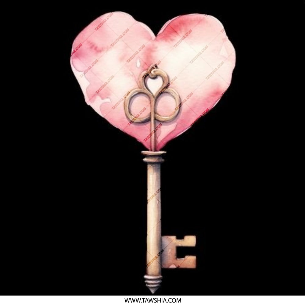 Heart Key Pinback Button, Watercolor Heart, Key to My Heart, Love Pin, Cute Button, Gift For Her, Romantic Pin, Valentines Day Gift - Tawshia