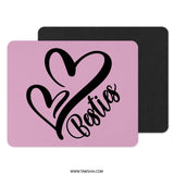 Besties Heart Mouse Pad, BFF Gift, Best Friend Mousepad, Friendship Present, Cute Desk Decor, Gift For Her, Desk Accessory - Tawshia