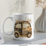 Floral Car Mug, Cute Car Illustration, Flower Car Art, Unique Mug Gift, Coffee Mug, Tea Mug, Gift for Her, Novelty Mug, Fun Mug - Tawshia