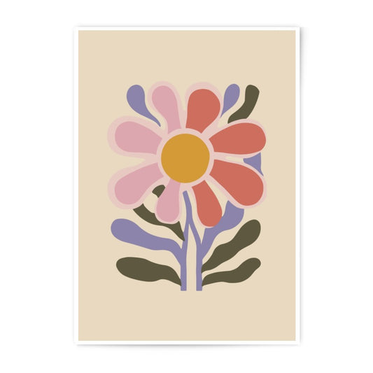 Retro Floral Photographic Print, 70s Flower Art, Groovy Botanical Wall Decor, Colorful Daisy Illustration, Vintage Style Flower Power - Tawshia