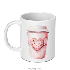 Watercolor Heart Mug, Valentines Mug, Coffee Lover Gift, Cute Mug, Love Mug, Unique Mug, Gift for Her, Romantic Gift, Mug for Boyfriend - Tawshia