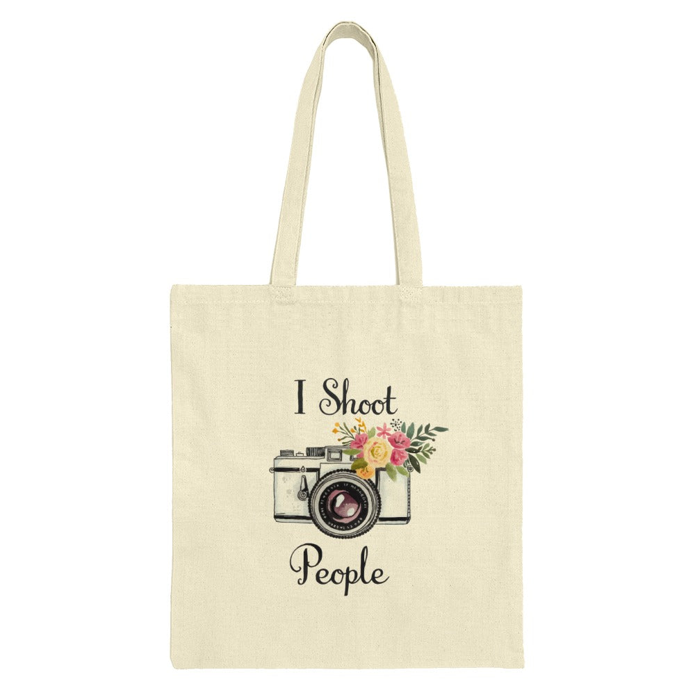 Photography Tote Bag, I Shoot People Floral Camera Design, Photo Gift, Camera Lover Gift, Photographer, Funny Camera Tote - Tawshia