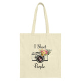 Photography Tote Bag, I Shoot People Floral Camera Design, Photo Gift, Camera Lover Gift, Photographer, Funny Camera Tote - Tawshia