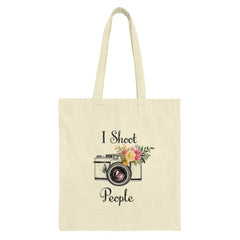 Photography Tote Bag, I Shoot People Floral Camera Design, Photo Gift, Camera Lover Gift, Photographer, Funny Camera Tote - Tawshia