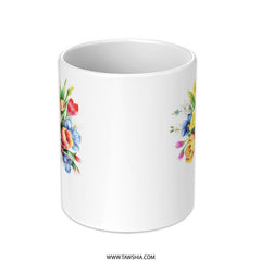 Floral Mug, Watercolor Flower Mug, Bouquet Mug, Flower Lover Gift, Colorful Flower Art Mug, Unique Coffee Mug, Floral Illustration Mug - Tawshia