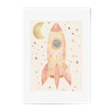 Rocket Ship Photographic Print, Nursery Art, Space Adventure, Moon and Stars, Kids Room Decor, Dream Big, Outer Space Theme - Tawshia