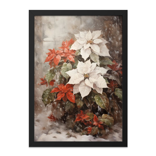 Winter Poinsettia Wall Art, Holiday Decor, Christmas Flower Print, Seasonal Art, Festive Home Decor, Elegant Wall Hanging - Tawshia