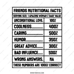 Friends Nutritional Facts Tote Bag, Funny Friendship Gift, Best Friends Gift, Bestie Birthday, Gift for Best Friend, Cool Woman Bag - Tawshia