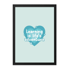 Learning is Life's Adventure Wall Art, Inspirational Quote Print, Heart Shaped Decor, Motivational Poster, Classroom Decor, Home Decor - Tawshia