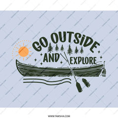 Go Outside Explore Mouse Pad, Adventure Awaits, Nature Lover Gift, Camping Theme Mousepad, Outdoor Decor, Canoe, Lake, Forest - Tawshia