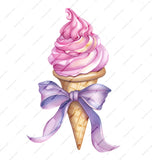 Pink and White Swirled Ice Cream Cone Art product