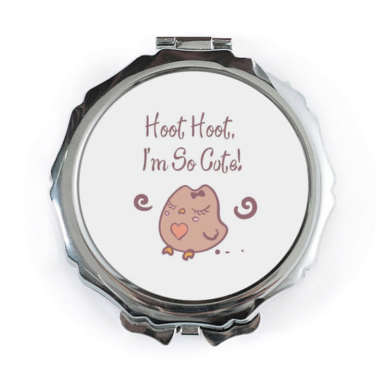 Cute Owl Pocket Mirror, Hoot Hoot Im So Cute Design, Small Makeup Mirror, Travel Mirror, Portable Mirror, Gift For Her - Tawshia