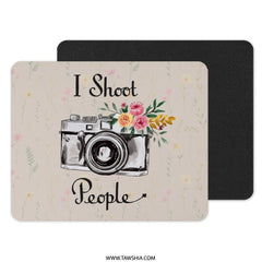 Camera MousePad, Photographer Gift, Floral Mouse Pad, I Shoot People Mousepad, Photography Lover Mousepad, Desk Accessories - Tawshia