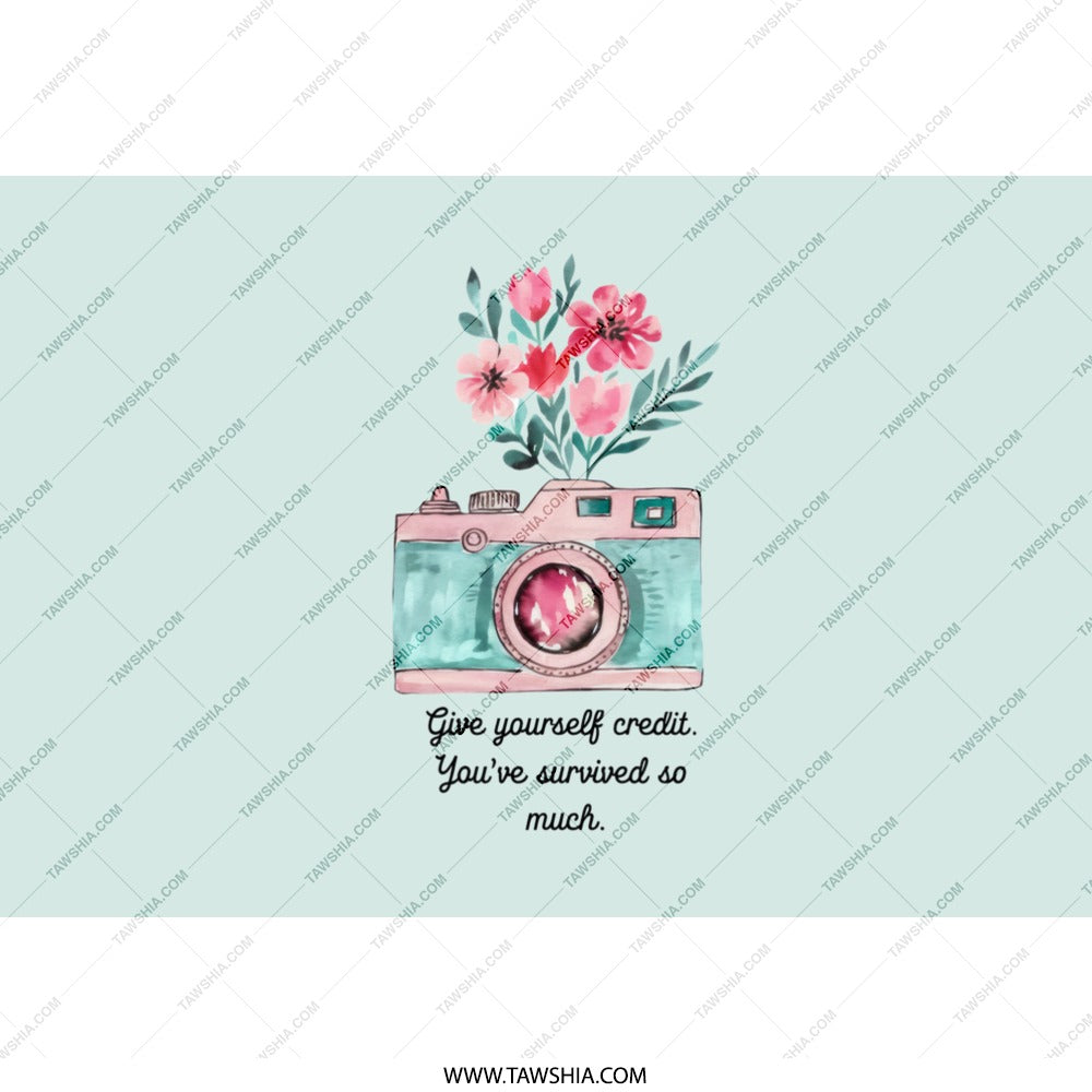 Floral Camera Tumbler, Motivational Quote Tumbler, Photography Tumbler, Gift for Photographer, Inspirational Drinkware, You Survived So Much - Tawshia