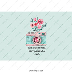 Floral Camera Tumbler, Motivational Quote Tumbler, Photography Tumbler, Gift for Photographer, Inspirational Drinkware, You Survived So Much - Tawshia