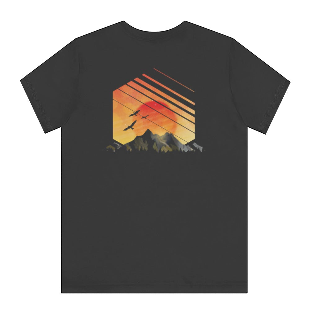 Sunset Mountain Birds Graphic T-Shirt product type