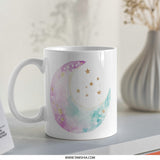 Watercolor Moon Mug, Celestial Coffee Cup, Stars Mug, Night Sky Mug, Dreamy Mug, Gift Idea, Unique Coffee Mug, Magical Mug, Pastel Colors SKU: MG10004209 - Tawshia