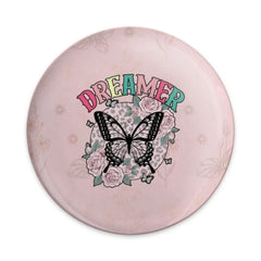 Dreamer Butterfly Pinback Button, Floral Dreamer Badge, Pink Aesthetic Button, Cute Butterfly Accessory, Positive Pin, Dreamer Gift - Tawshia