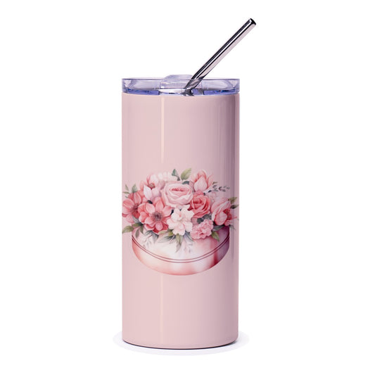 Floral Tumbler, Pink Rose Tumbler, Flower Tumbler, Garden Tumbler, Floral Gift, Gift for Her, Cute Tumbler, Botanical Tumbler, Drinkware - Tawshia