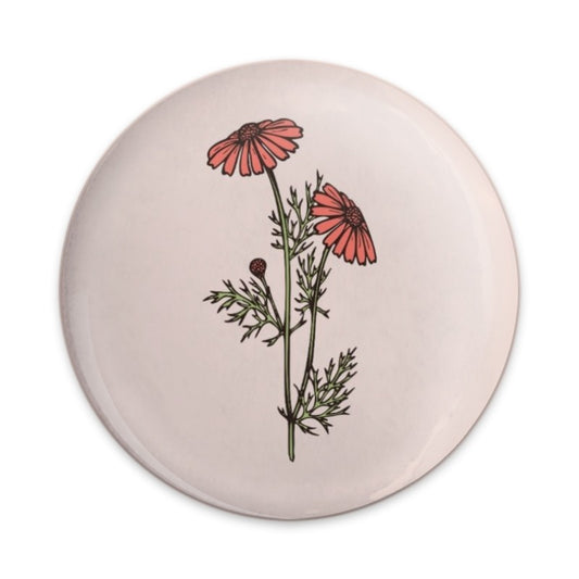 Chamomile Flower Pinback Button, Floral Design, Botanical Art Button, Pink Flower Button, Gift for Plant Lovers, Floral Accessory - Tawshia
