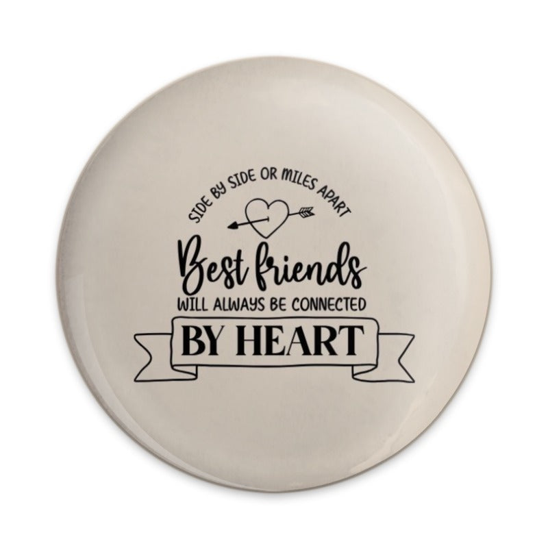 Best Friends Pinback Button, Side By Side Miles Apart Button, Friendship Gift Pinback, Bestie Pin, Gift For Friend, Heart Pinback Button - Tawshia
