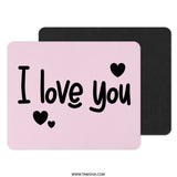 I Love You Mouse Pad, Cute Hearts Mousepad, Pink Desk Accessory, Valentine's Day Gift, Sweet Desk Decor, Office Gift, Heart Mouse Mat - Tawshia