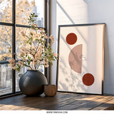 Abstract Geometric Wall Art, Modern Circle Print, Minimalist Shapes Poster, Contemporary Home Decor, Trendy Burnt Sienna Art - Tawshia