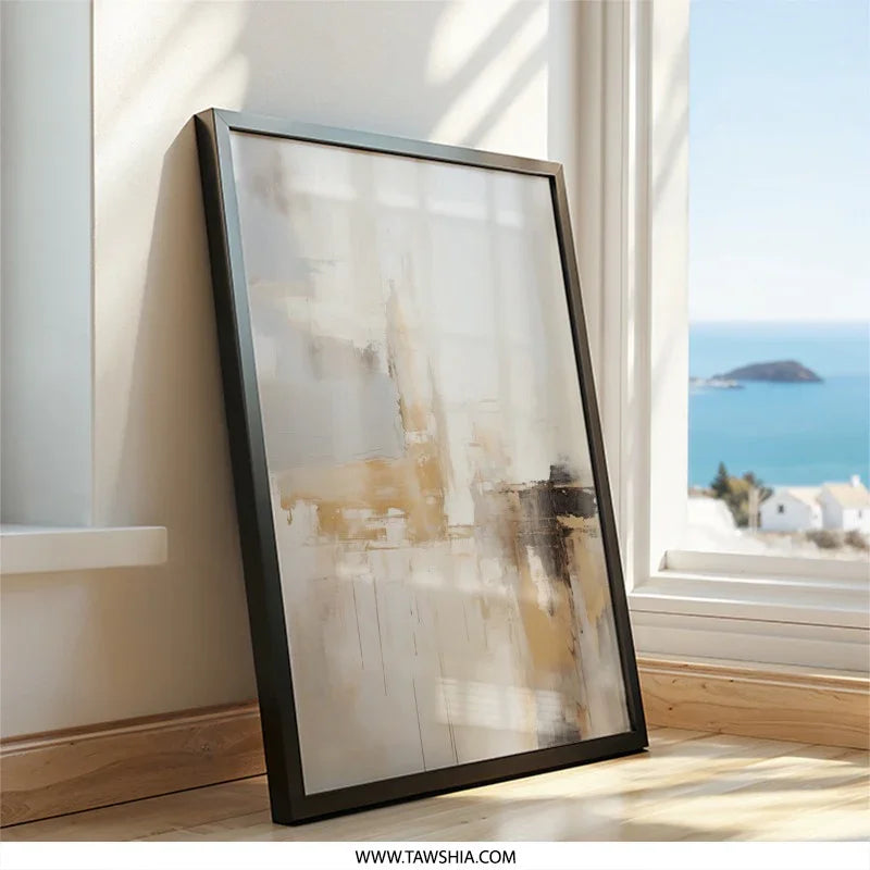 Beige Abstract Wall Art, Neutral Tone Painting Print, Modern Home Decor, Gallery Wall Art, Large Wall Decor - Tawshia