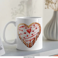 Heart Cookie Mug, Valentine's Mug, Cute Food Mug, Heart Dessert, Cookie Lover Gift, Romantic Mug, Novelty Gift, Baking, Pastry Art - Tawshia