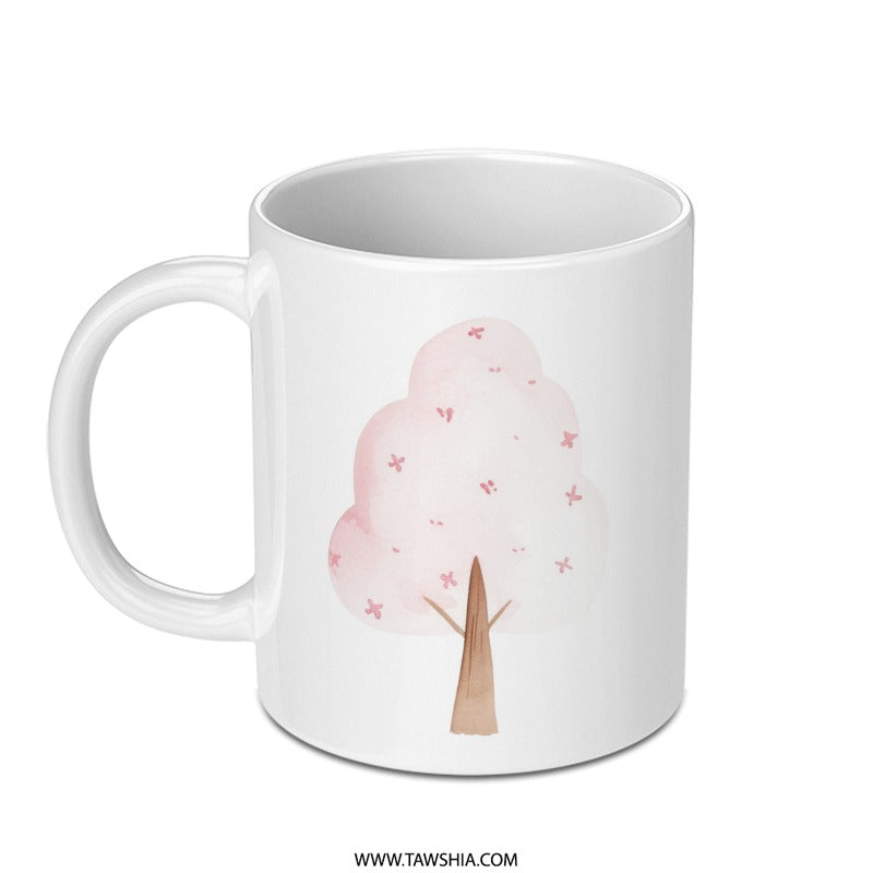 Pink Blossom Tree Mug, Floral Coffee Cup, Spring Mug, Watercolor Tree Design, Cute Tea Mug, Gift for Her, Unique Mug, Cozy Drinkware - Tawshia