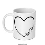 Besties Heart Mug, Friendship Mug, Best Friend Gift Idea, Gift for Best Friend, Heart Mug, Friends Forever Mug, Personalized Mug - Tawshia