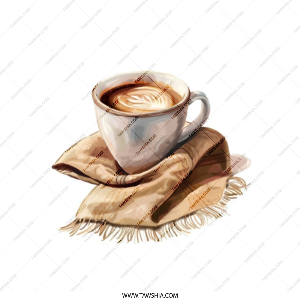 Coffee Latte Tote Bag, Beverage Art Bag, Drink Lover Gift, Coffee Cup Design Bag, Watercolor Coffee Bag - Tawshia