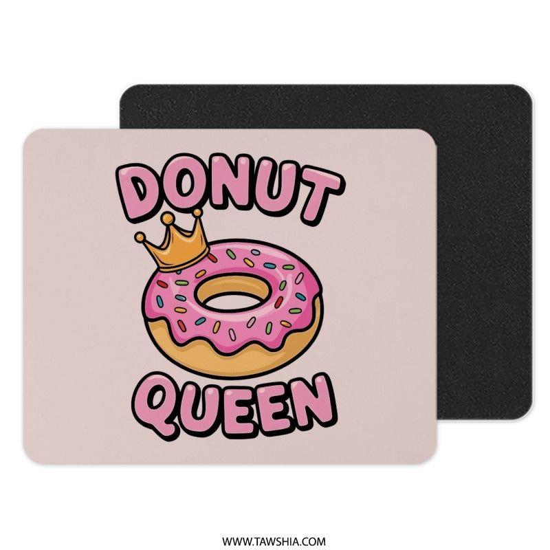Donut Queen Mouse Pad, Cute Kawaii Gaming Desk Mat, Funny Desk Decor, Girly Office Accessories, Sweet Treat Desk Pad, Pastel Pink Desk - Tawshia