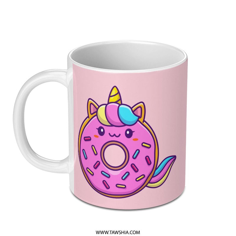 Donut Unicorn Mug, Cute Unicorn Coffee Mug, Novelty Gift Mug, Kawaii Unicorn Gift, Pink Donut Mug, Funny Unicorn Mug, Unique Mugs - Tawshia
