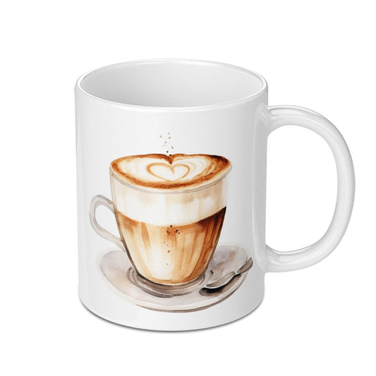 Latte Art Mug, Coffee Lover Gift, Watercolor Mug, Heart Coffee Mug, Beverage Mug, Drinkware, Coffee Cup, Unique Mug Design - Tawshia