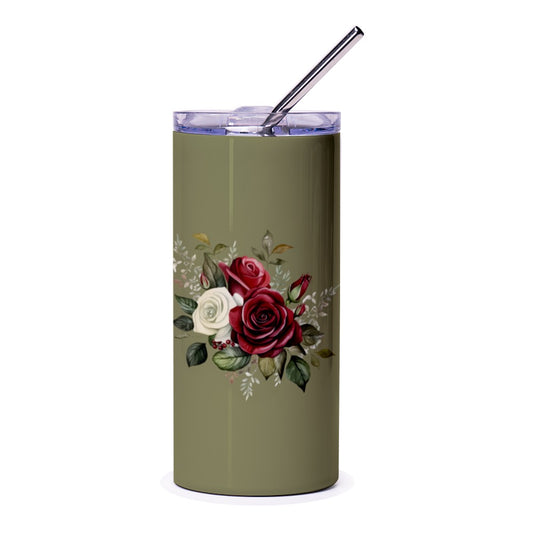 Floral Tumbler, Rose Bouquet Tumbler, Elegant Tumbler, Botanical Tumbler, Gift for Her, Flower Tumbler, Floral Gift Idea, Cute Tumbler - Tawshia