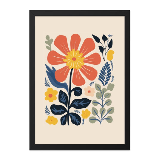 Floral Wall Art Print, Abstract Flower Poster, Botanical Home Decor, Colorful Flower Art, Modern Flower Illustration, Framed Art - Tawshia