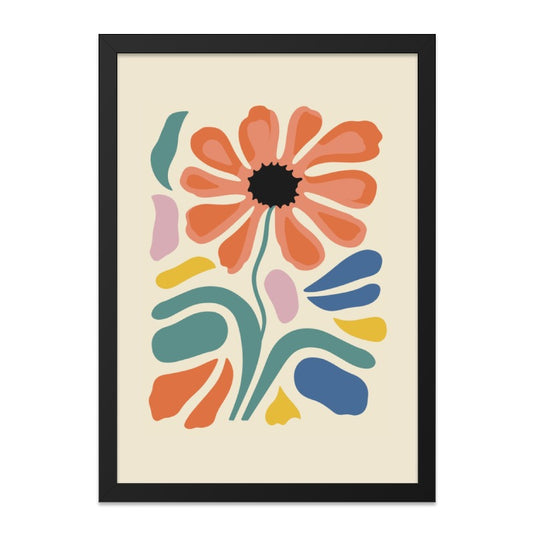 Abstract Floral Wall Art, Colorful Flower Print, Botanical Art, Modern Home Decor, Living Room Decor, Housewarming Gift, Framed Art - Tawshia