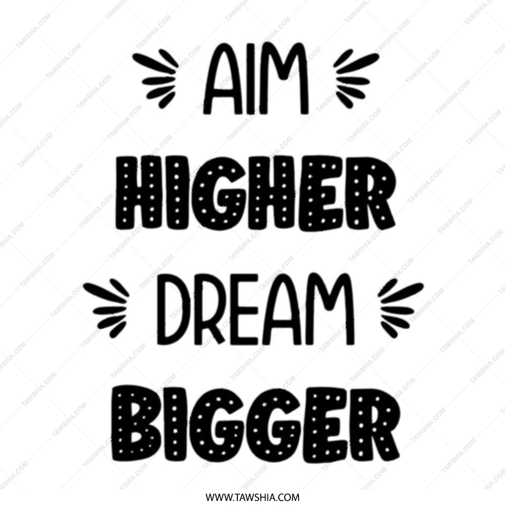Aim Higher Dream Bigger Tote Bag, Motivational Quote Bag, Inspirational Text Tote, Everyday Carryall, Positive Affirmation Bag - Tawshia