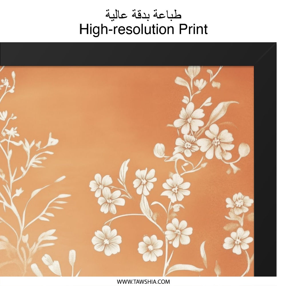 Floral Wall Art, Botanical Print, Orange and White Flowers, Modern Home Decor, Framed Wall Art - Tawshia