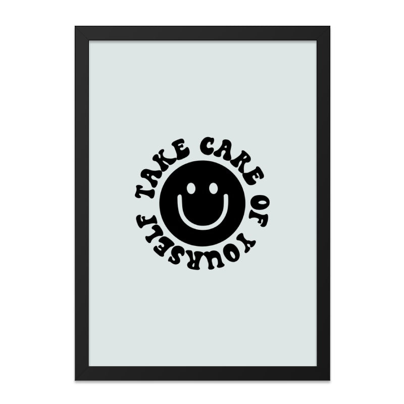 Take Care of Yourself Wall Art, Smiley Face Print, Positive Quote Poster, Trendy Home Decor, Self Care Reminder, Minimalist Art - Tawshia