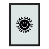 Take Care of Yourself Wall Art, Smiley Face Print, Positive Quote Poster, Trendy Home Decor, Self Care Reminder, Minimalist Art - Tawshia