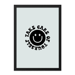 Take Care of Yourself Wall Art, Smiley Face Print, Positive Quote Poster, Trendy Home Decor, Self Care Reminder, Minimalist Art - Tawshia